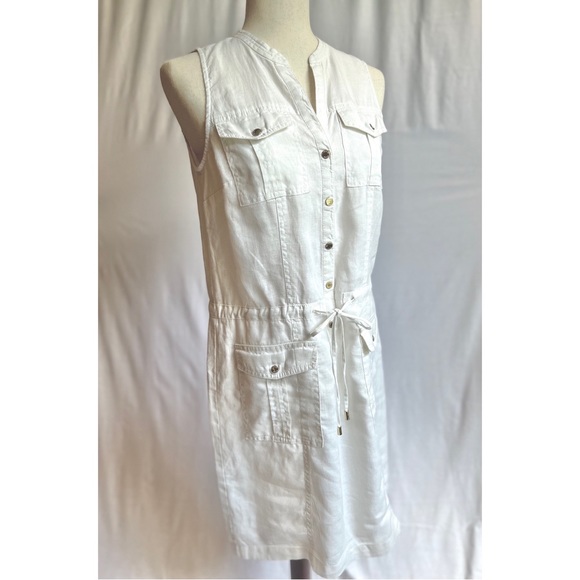 Michael Kors Small White Linen Sleeveless Dress - Picture 2 of 7